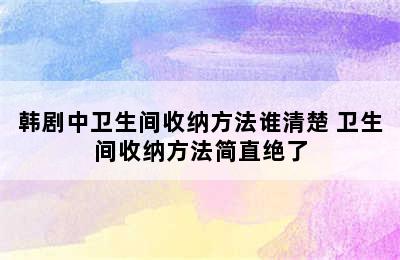 韩剧中卫生间收纳方法谁清楚 卫生间收纳方法简直绝了